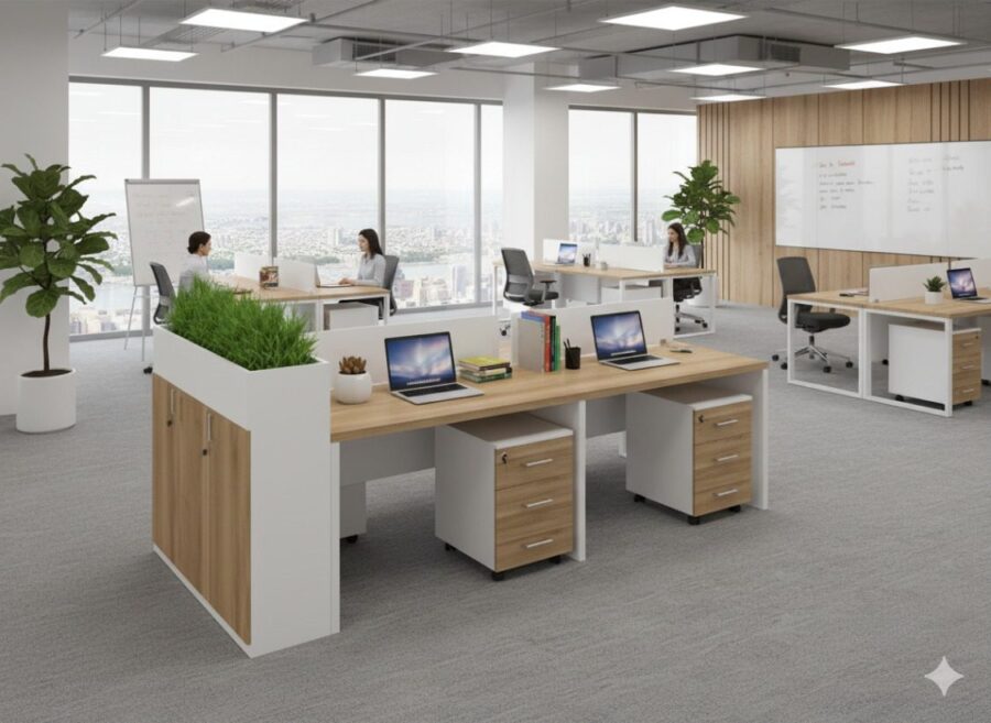 4 person workstation desk